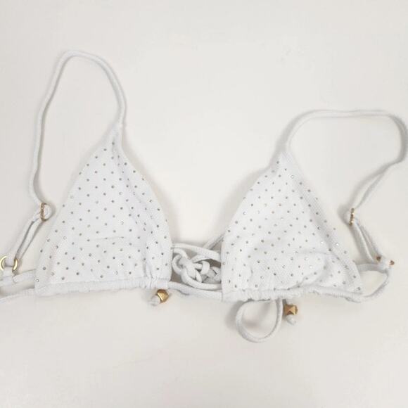 L*Space Kara Studded Bikini Top in White Size Large Triangle - Picture 2 of 5